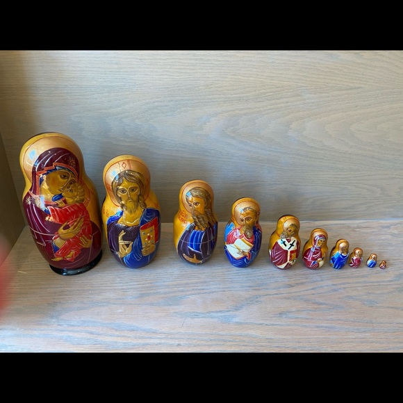 COPY - Matryoshka Russian wooden Nesting Doll Religious set of 10 - Picture 13 of 16